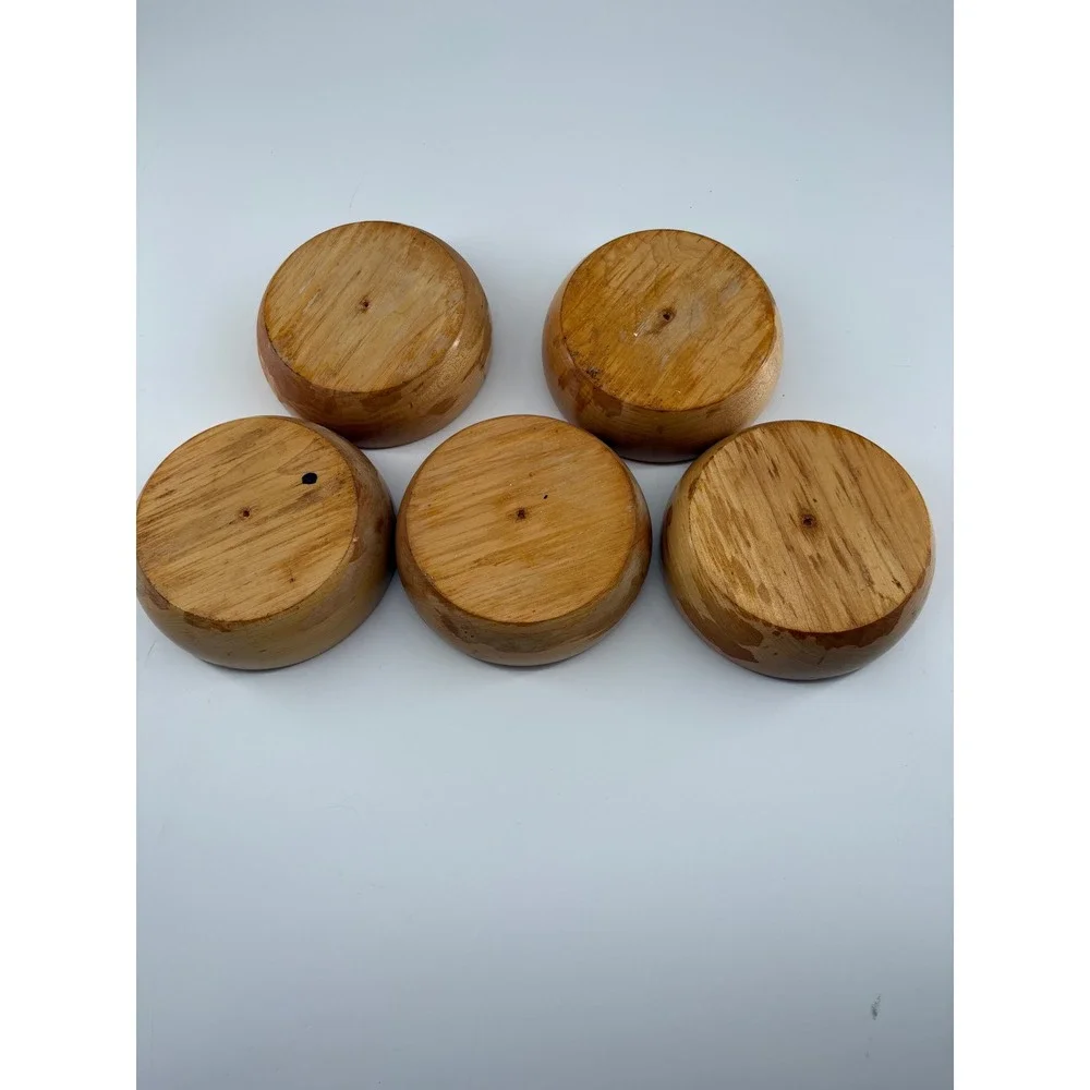 Vintage Hand Painted Wooden Bowls Set of 5 Red Apple Artisan Americana 5 Inch